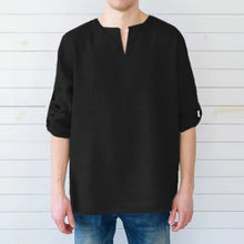 Load image into Gallery viewer, INCERUN Men Long Sleeve Shirts Dress 100%Cotton V Neck Shirts Solid Loose Casual Shirts Hombre Camisa Masculino Tops