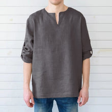 Load image into Gallery viewer, INCERUN Men Long Sleeve Shirts Dress 100%Cotton V Neck Shirts Solid Loose Casual Shirts Hombre Camisa Masculino Tops