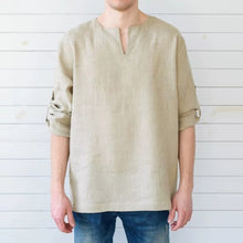 Load image into Gallery viewer, INCERUN Men Long Sleeve Shirts Dress 100%Cotton V Neck Shirts Solid Loose Casual Shirts Hombre Camisa Masculino Tops